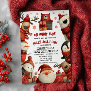 Convite Animais Papais noeis Festivos Festivos Xmas Aniver