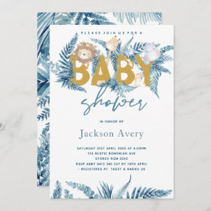 Convite Animais Safari Chá de fraldas Exótico