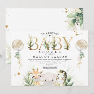 Convite Animais Safari Dourados De Crença Conduzem Por Chá