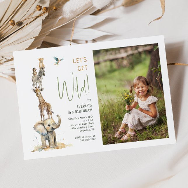 Convite Animais Safari "O Vamos Fica Selvagem" Foto Aniver (Criador carregado)