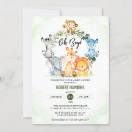 Convite Animais Safari Selvagem Cócitos Oh Chá de fraldas