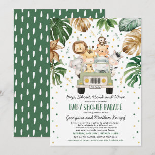 Convite Animais Safari Selvagens Conduzem Através Do Chá