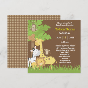Convite   Animais Selvagens, Brown Safari Boy    Shower