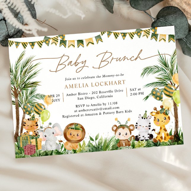 Convite Animais Selvagens Cutes Safari Baby Brunch (Criador carregado)