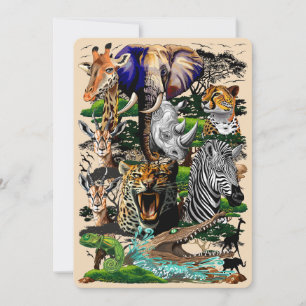 Convite Animais Selvagens da savana africana