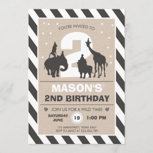 Convite Animais selvagens da selva do jardim zoológico do