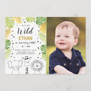 Convite Animais selvagens da selva do jardim zoológico do