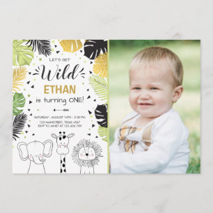 Convite Animais selvagens da selva do jardim zoológico do