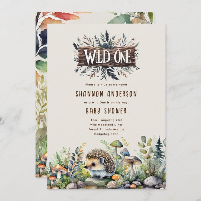 Convite Animais Selvagens De Pavimento De Um Porco (Frente/Verso)