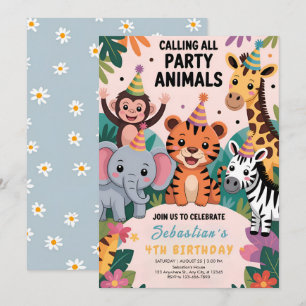 Convite Animais Selvagens do Safari de Aniversário