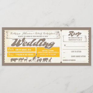 Convite Animais selvagens do Zoo ingressos de casamento