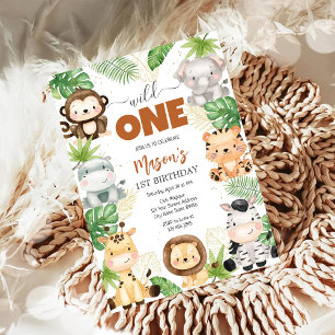 Convite Animais Selvagens Festa Crianças 1º Aniversário