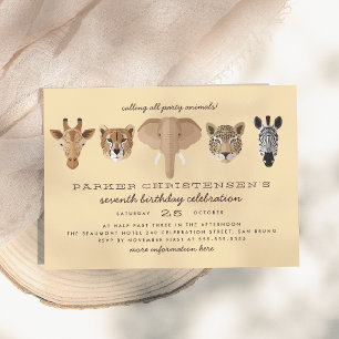Convite Animais Selvagens Safari Aniversário