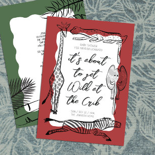 Convite Animais Selvagens Safari Enfrentam Chá de fraldas 