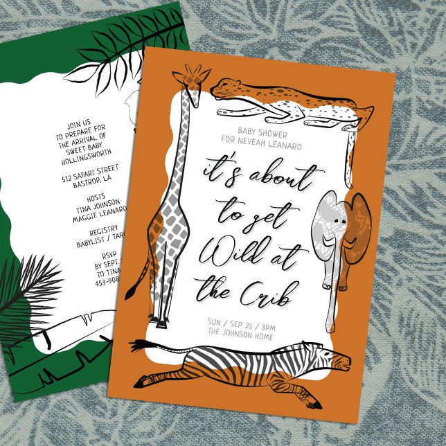 Convite Animais selvagens Safari Frame Terracotta Chá de f (Criador carregado)