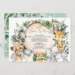 Convite Animais Selvagens Safari Greenery Chá de fraldas p