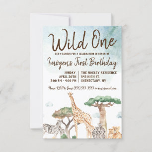 Convite Animais Selvagens Safari Primeiro Aniversário