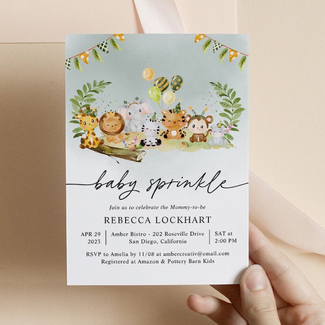 Convite Animais Selvagens Selva Safari Boy Sprinkle (Criador carregado)