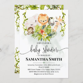 Convite Animais Selvagens Selvagens Chá de fraldas Safari 