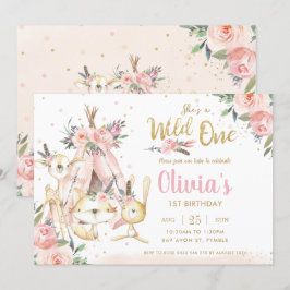 Convite Animais Selvagens Tribais de Floresta Chic Um prim