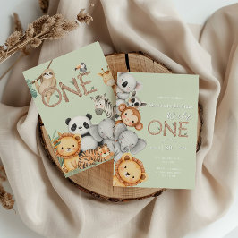 Convite Animais Selvagens Tropicais de Pastel, Uma Selva S