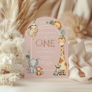 Convite Animais Selvagens Tropicais Rosa Um Safari Selvage