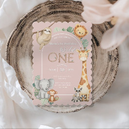 Convite Animais Selvagens Tropicais Rosa Um Safari Selvage