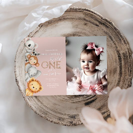 Convite Animais Selvagens Tropicais Rosa Um Safari Selvage