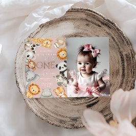 Convite Animais Selvagens Tropicais Rosa Um Safari Selvage