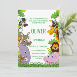 Convite Animais Selvagens Um Safari de selva verde para cr