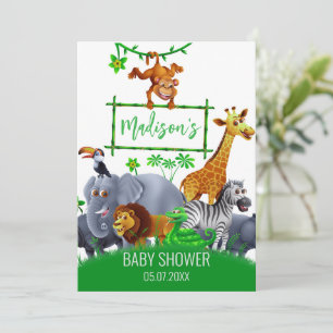 Convite Animais Selvagens Um Selva verde safari inverno