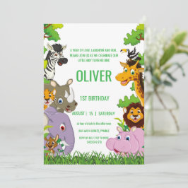 Convite Animais Selvagens Uma Selva Selvagem - Safari Verd