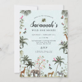 Convite Animais Tropicais da Selva | Rapariga Selvagem Um