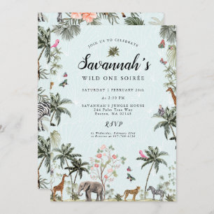 Convite Animais Tropicais da Selva   Rapariga Selvagem Um 