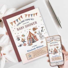 Convite Animais Whimsic Chá de fraldas de Circus