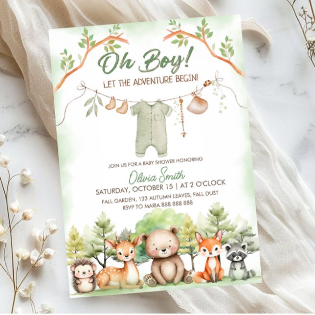 Convite Animal Adventure clothesline baby shower (Criador carregado)