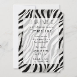 Convite Animal com Estampa de Zebra Preto e Branco