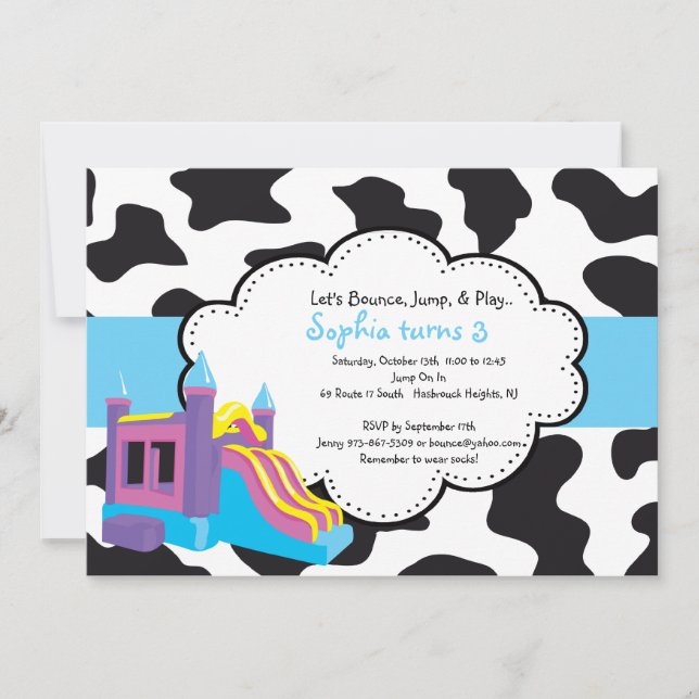 Convite animal da festa em casa do salto do (Frente)