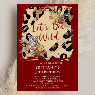 Convite Animal de Festa com Estampa de Leopardo Selvagem d