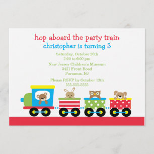 Convite animal do aniversário do trem do