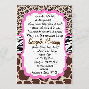 Convite animal do chá de fraldas do impressão