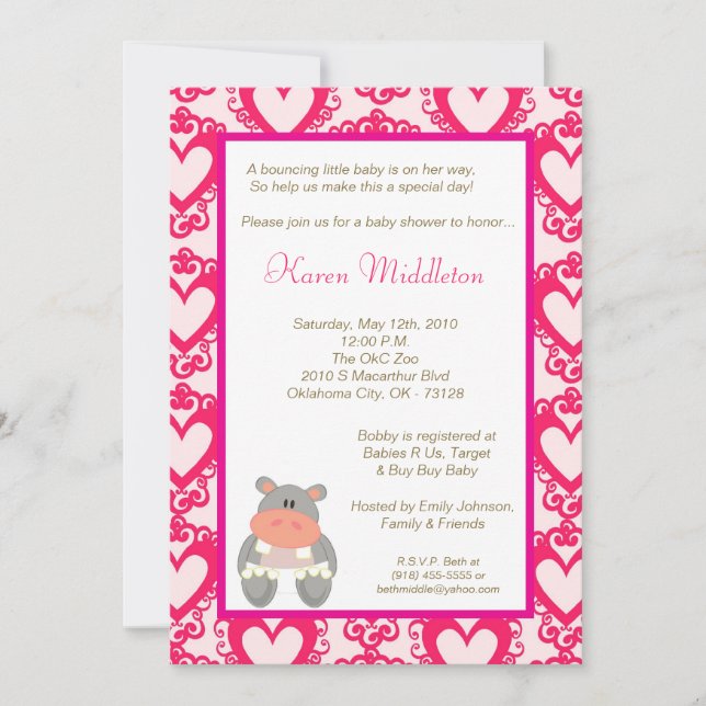 convite animal do chá de fraldas do jardim (Frente)