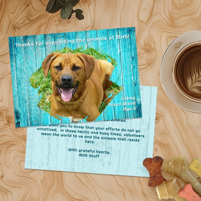 Convite Animal Shelter Thank You Photo Template Wood Card (Criador carregado)