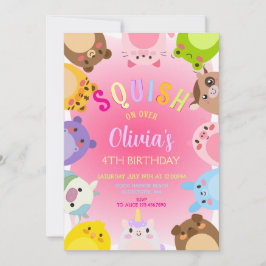 Convite Animals Squish Girl Birthday party