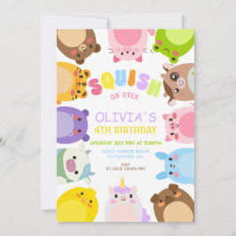 Convite Animals Squish On Over rainbow Birthday party