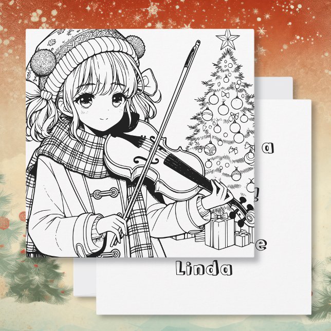 Convite Anime Girl tocando Viola no Natal (Criador carregado)