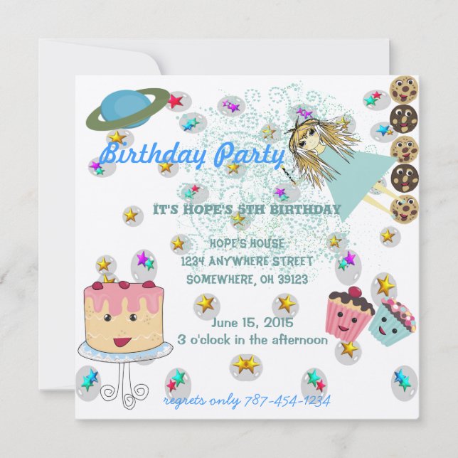 Convite Anime Mágico Dias Convidando T-Shirts de Aniversár (Frente)