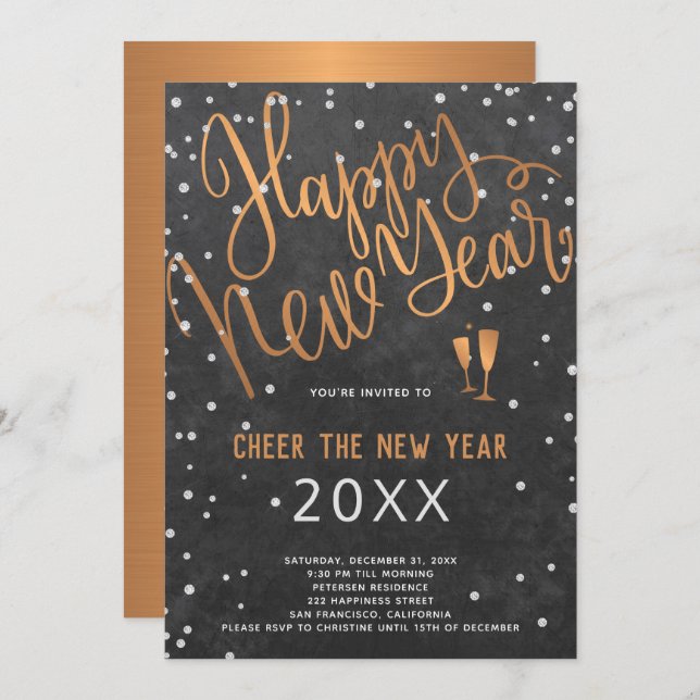 Convite Anime o Ano Novo do Partido do Quadro de Cobre (Frente/Verso)