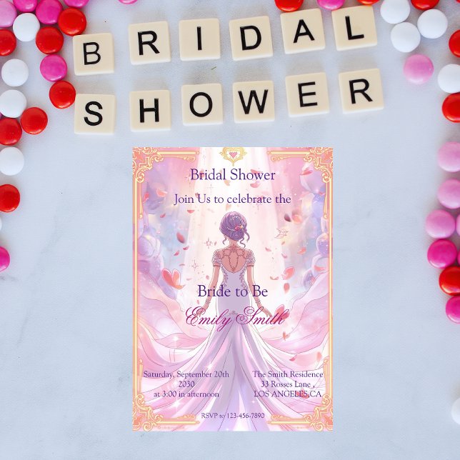 Convite Anime Pastel Fantasy Bridal Shower Invitation (Criador carregado)