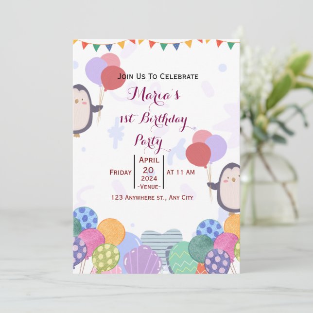 Convite Aniversário (Em pé/Frente)